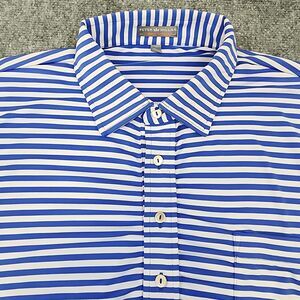Peter Millar Shirt Mens XL Blue Striped Polo Summer Comfort Lineville Golf Club